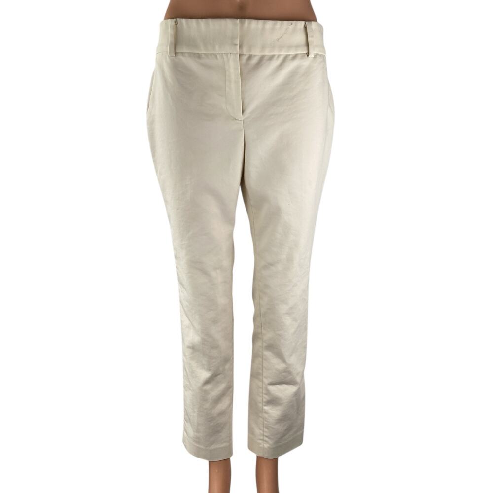 Chaus Women's White Mid Rise Straight Ankle Curve Trousers Casual Pants Size 4